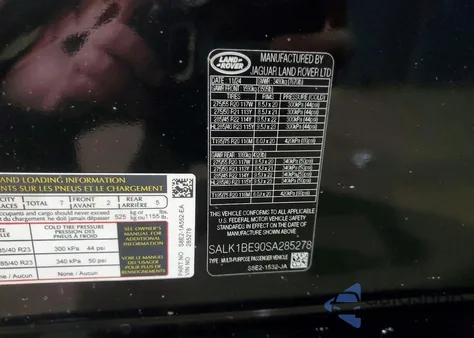 2025 Land Rover Range Rover Autobiography z USA, uszkodzony, nr VIN SALK1BE90SA285278